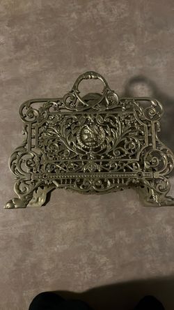 Ornate Brass Letter Holder Desk Organizer