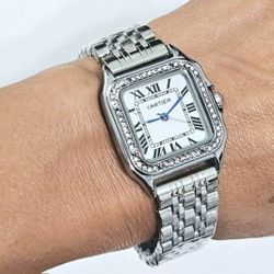 Silver women's ladies quartz watch Gift