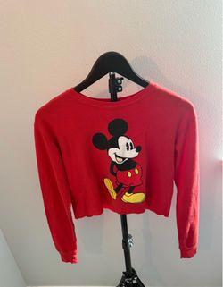 Disney Mickey Mouse Red Cropped Long Sleeve Top# size Small