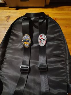 Jack the skeleton 3D book bag custom made with horror patches on them