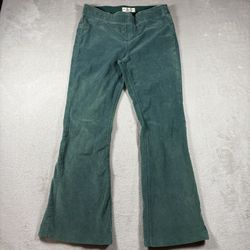 Free People We The Free Pants Women’s 31 Green Flare Pull On Corduroy Boho#3511