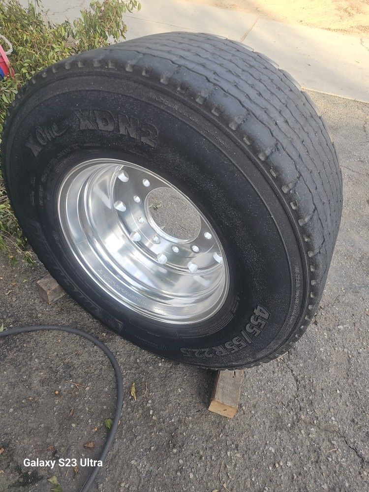  4 Big Rig Tires and Chrome Rims 