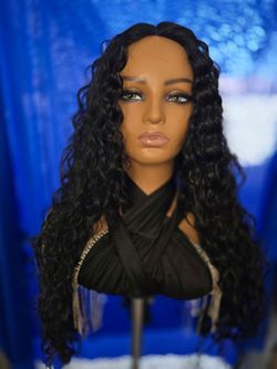Long Black Curly Lace Front Wig 24" synthetic hair