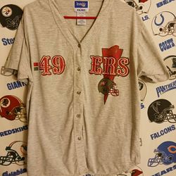 Vintage Vntg 1990s San Francisco 49ers NFL Football Button Up Jersey Shirt