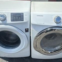 SAMSUNG WHITE HE FRONT LOAD WASHER AND GAS DRYER SET 