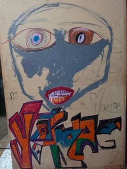 Original Mixed Media Street Art on Cardboard