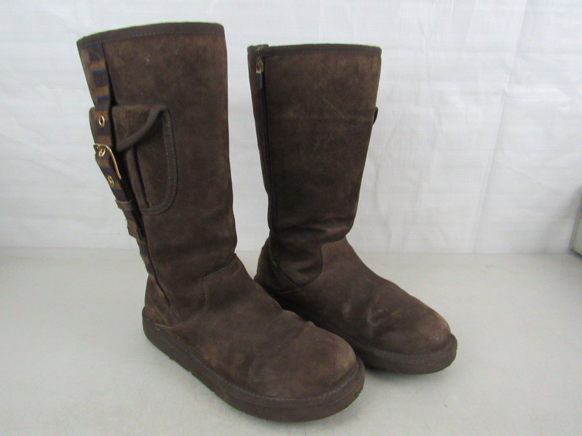 UGG Retro Cargo Suede Leather & Sheepskin Womens US Size 8 Brown



