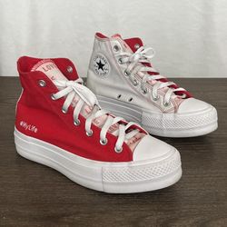 Converse Chuck Tylor High Top Platform Sneakers Men’s 6 W8 Red White Pink Unisex