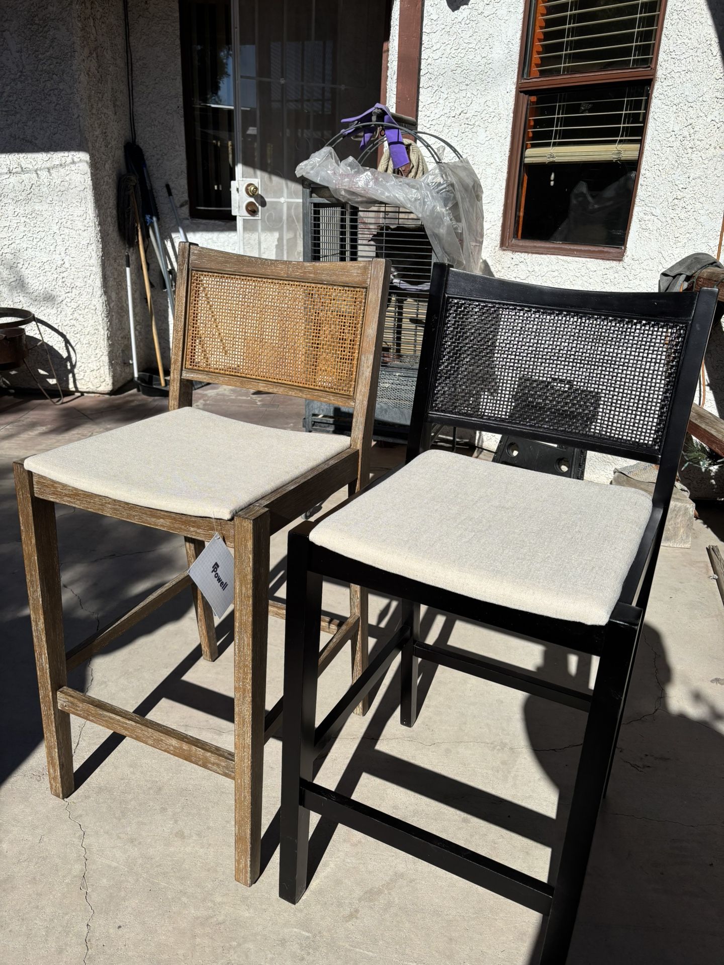 Beaux Brown & Black Cane Barstools