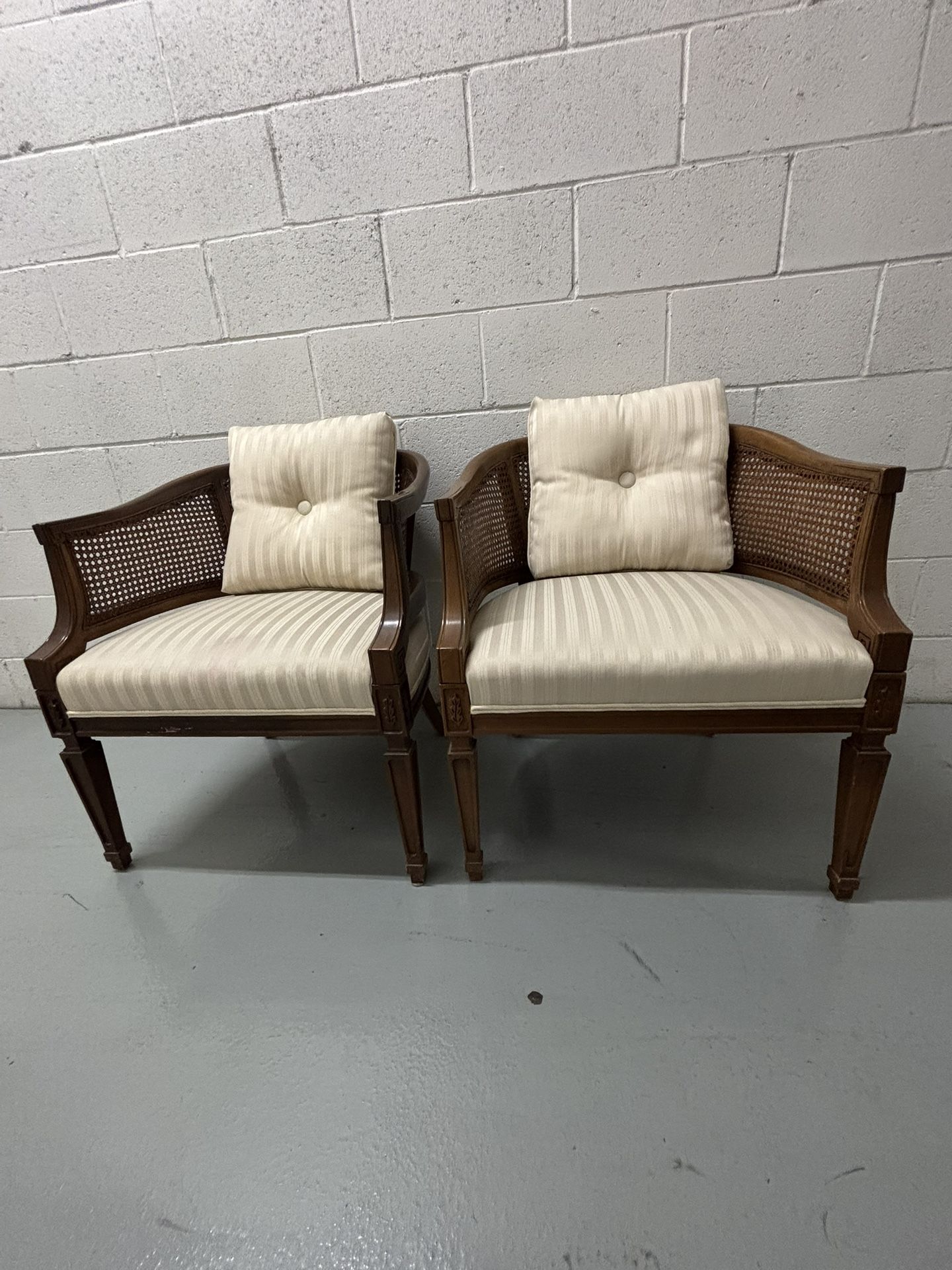 Vintage Caned / Rattan Barrel Back Chairs