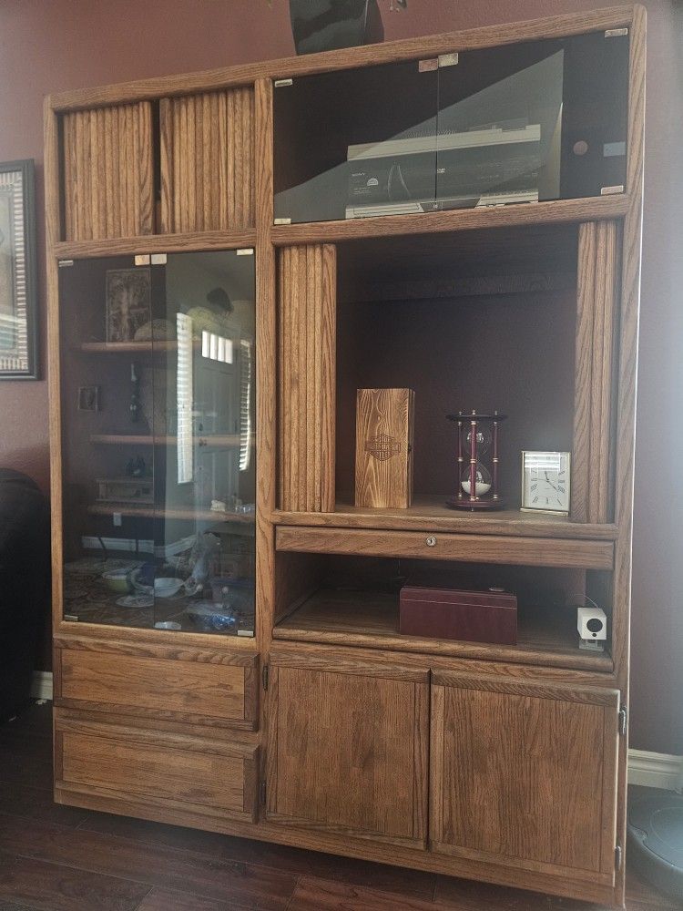 Free Solid Oak Entertainment Wall Unit