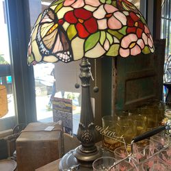 15x28 Tiffany style lamp. 265.00.  Johanna at Antiques and More. Located at 316b Main Street Buda. Antiques vintage retro furniture collectibles mid-c