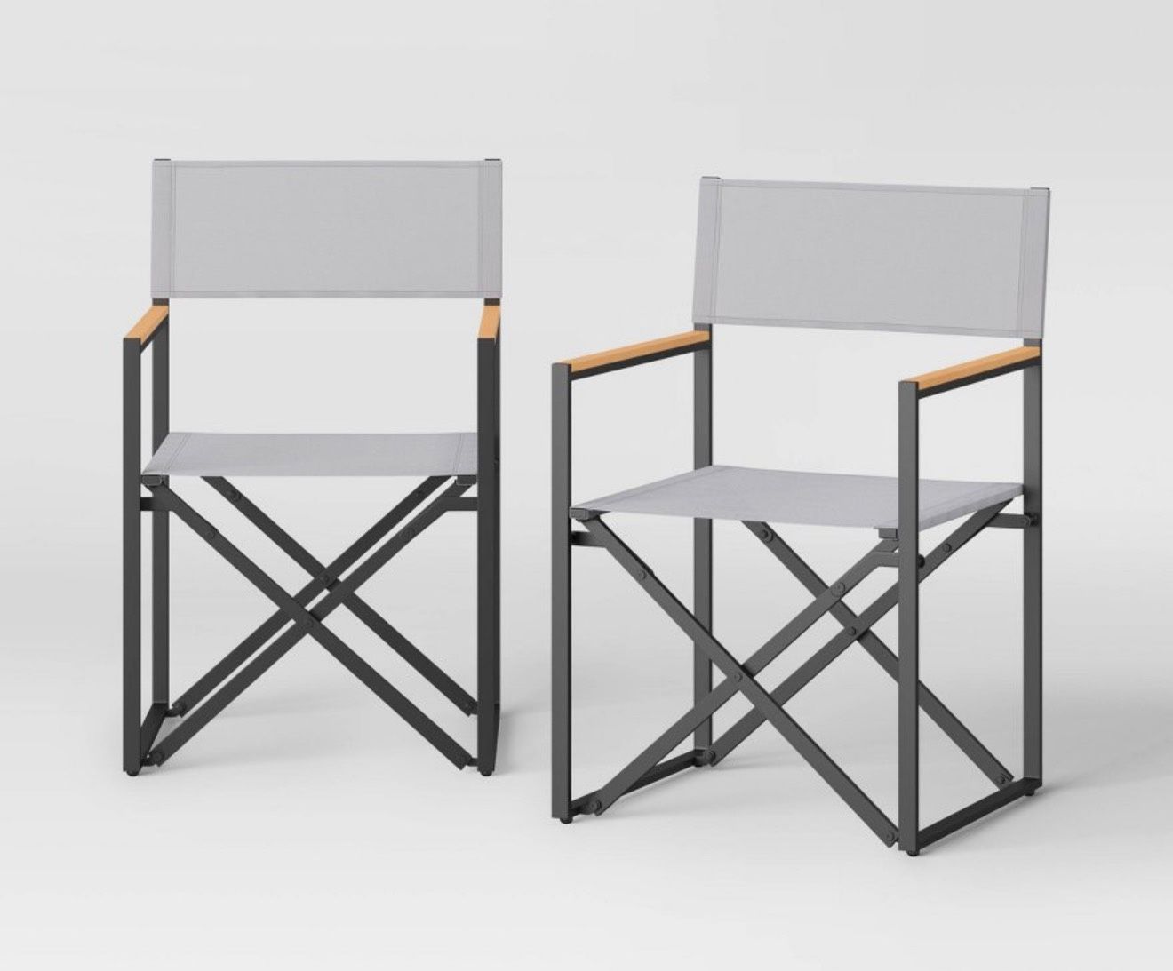 2pk Patio Dinning Folding Chair Gray