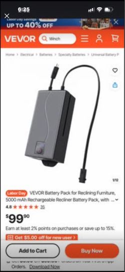 VEVOR 5000mAh Rechargeable Recliner Battery Pack