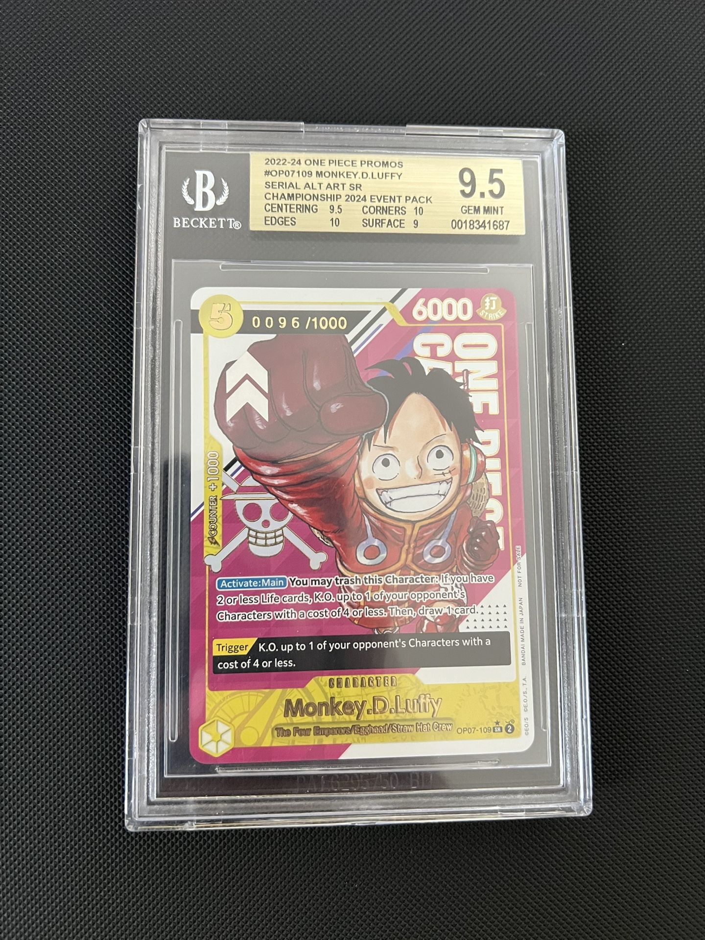 Serial Rocket Monkey D Luffy #96 (Championship 2024 Event Pack) OP07-109 One Piece TCG BGS 9.5