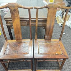 A Pair Of Chinese Antique Rose Wood Chairs  #2