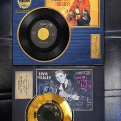 3 Piece ELVIS memorabilia Wall Art W/ Records 24k