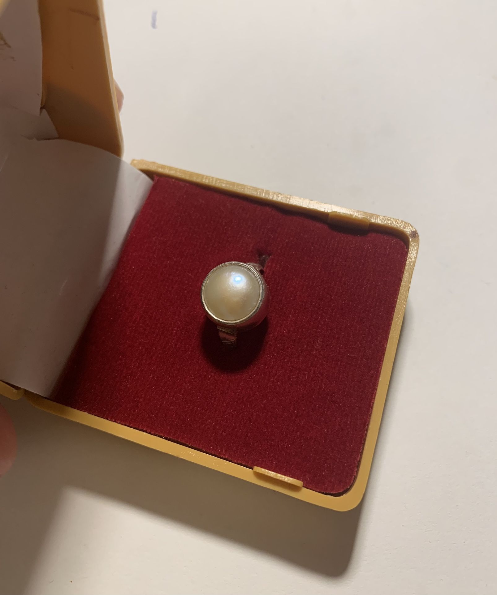 Real Silver Pearl Ring 