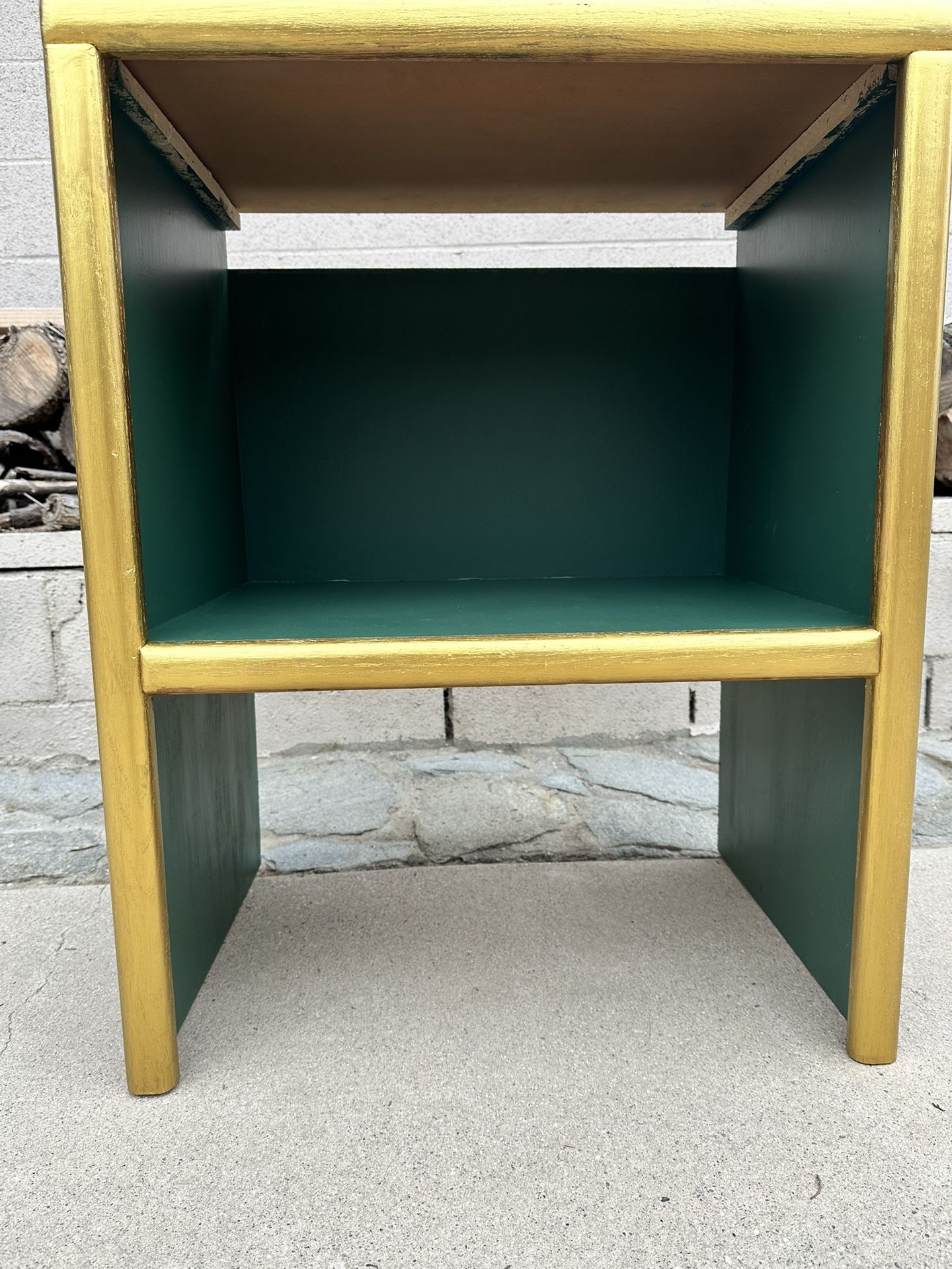 Green and Gold Side Table or Desk
