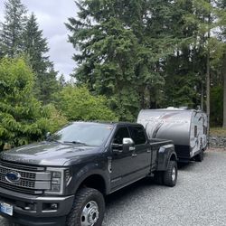 2017 F-350 Platinum Dually, 2017 30’ Forest River Shockwave Toyhauler Combo Package