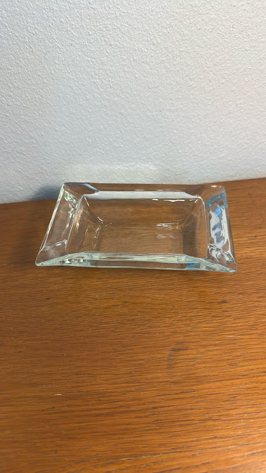 Vintage Heavy Glass Rectangle Ashtray