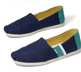 Brand New Navy Green Color Blocked Mens Alpargatas TOMS Size 10