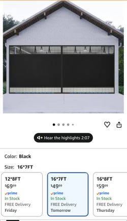 Privacy Garage Door Screen Blackout For 2 Car Garage-16x7FT Magnetic Garage Screen, 9.6LB Heavy Duty