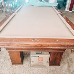 Wooden Pool Table With Cover , Pool Sticks , All Pool Balls And Pool table Chair 