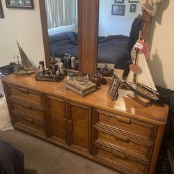 Vintage Lane Furniture Transitional Bedroom Set – Dresser w/Mirror + 2 Nightstands – Solid Wood