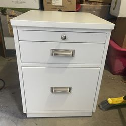 White Wood File Cabinet 