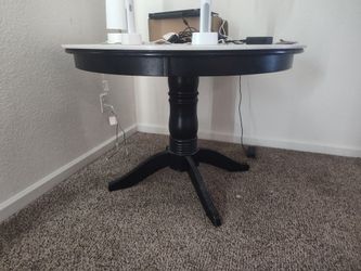 Solid Wood Pedestal Table With Quartz Top Price Reduced