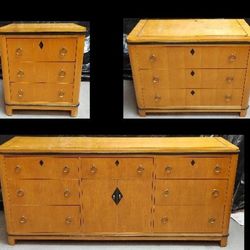 Vtg National Mount Airy Biedermeier Bedroom Dresser Nightstand Chest Art Deco Mt