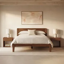 Thuma Classic Walnut Cal King Bed and 2 Nightstands