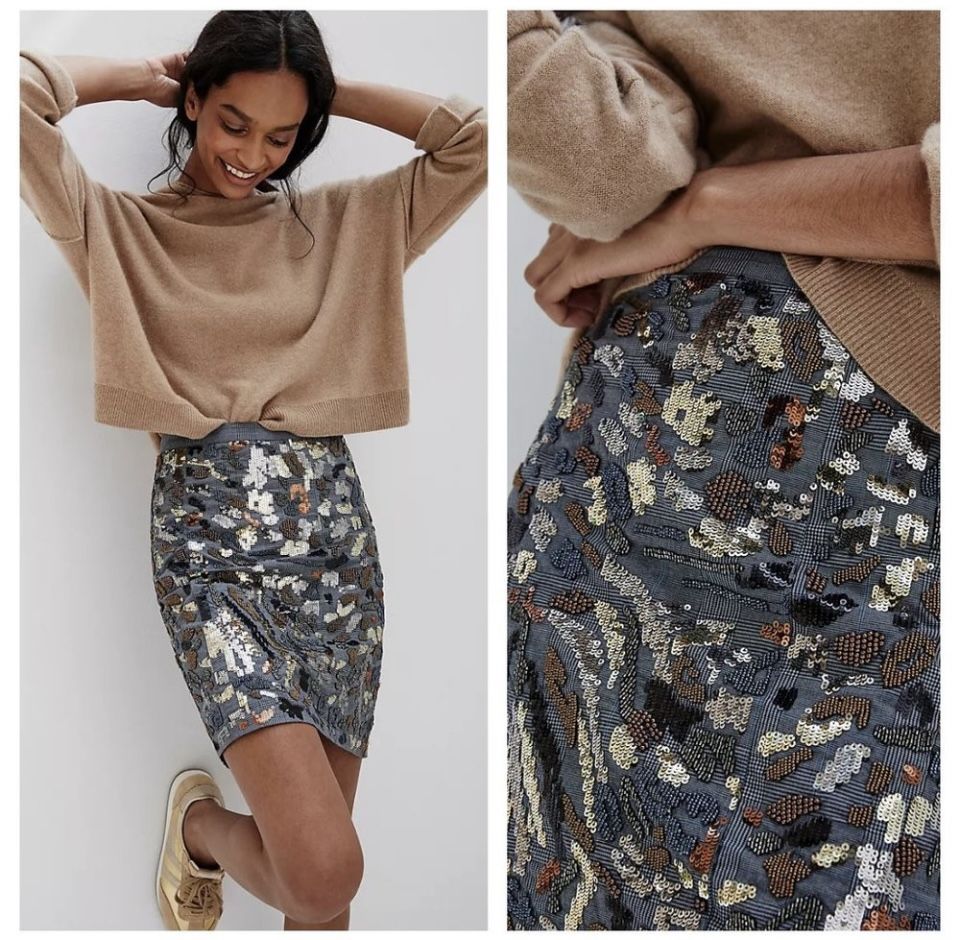 Anthropologie Maeve Marcella Sequined Mini skirt Size 8