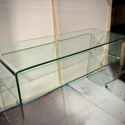 Beautiful all glass console table with shelf