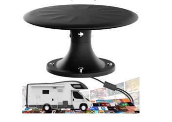 RV Antenna Roof Mounted RV TV Antenna with Signal Amplifier, Long Range Reception for Camper Motorhome Trailer, Compatible with All TVs, Supports 4K 1