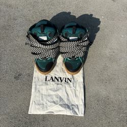 Lanvin Leather Curb Crystal Petrol Blue 