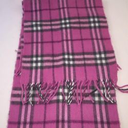 Winter scarf shawl hot pink & gray Wool check pattern