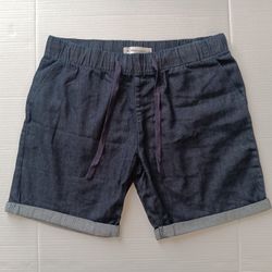 RE Real Essentials Women's Blue Denim Shorts with Elastic Waist Medium