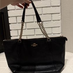 Black Leather Coach Tote