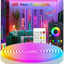20Ft Neon Rope Lights,Flexible Led Rope Lights Control with App/Remote,Multiple Modes Rope Lights,IP65 Outdoor Waterproof,Music Sync Light Strip for B