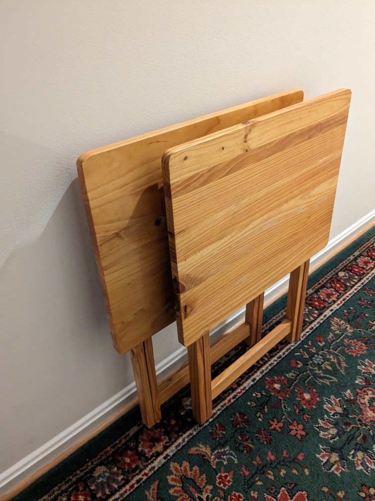 Two Wood Foldable TV Tray Tables 