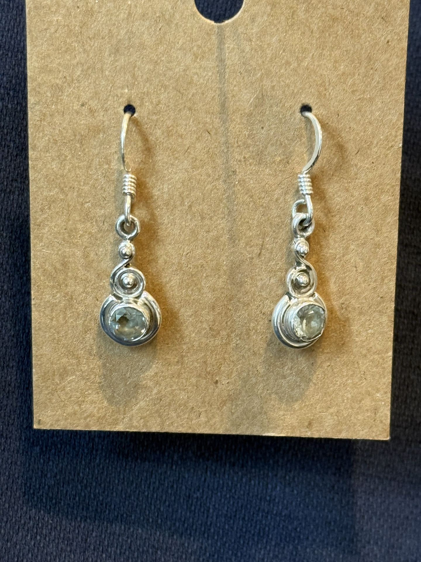 Sterling Silver Blue Topaz Dangle Earrings New