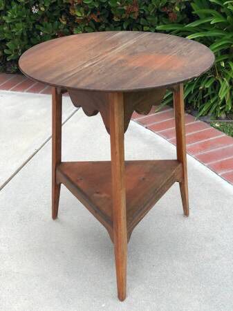 PENDING SALE Wood Side Table (22” Round) with Lower Shelf 