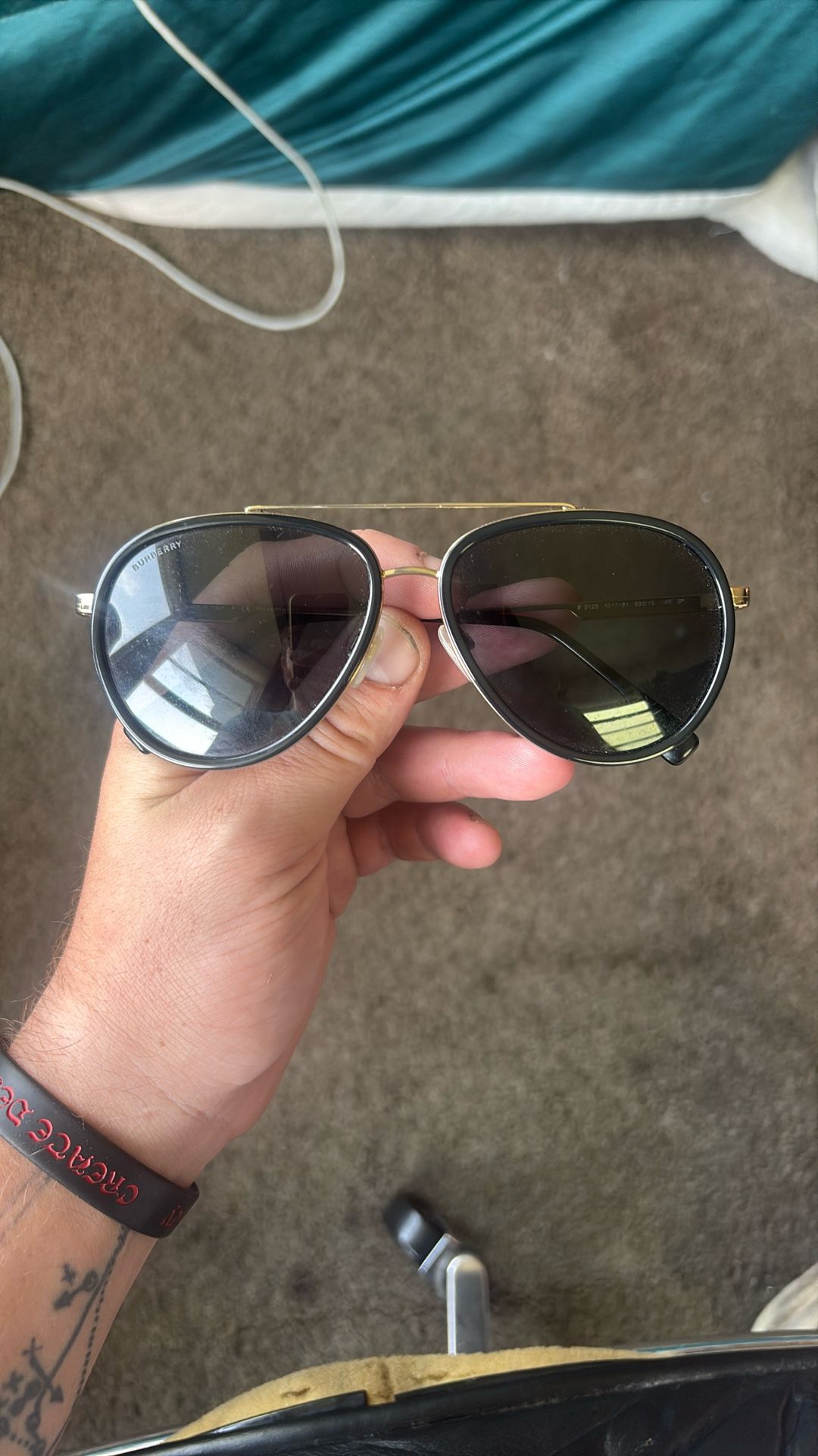 Burberry Aviator Sunglasses Gold Trim