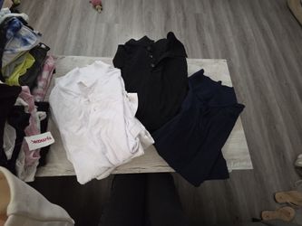 White, Blue and Black Polo Shirts Large