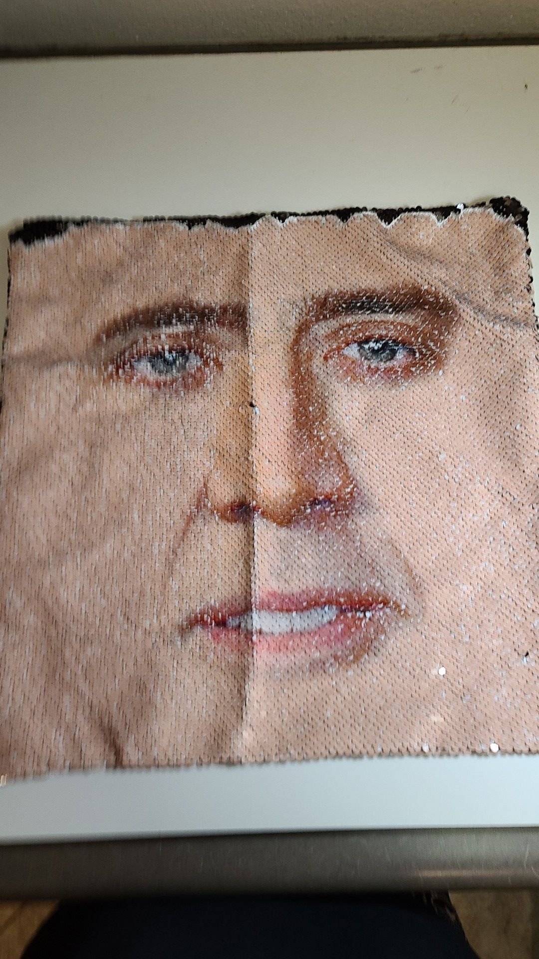 JASEN Mermaid Sequin Nicolas Cage Pillow Covers Decorative Color Changing with Sequins Throw Standard Pillow Cases Cushion Cover for 16x16