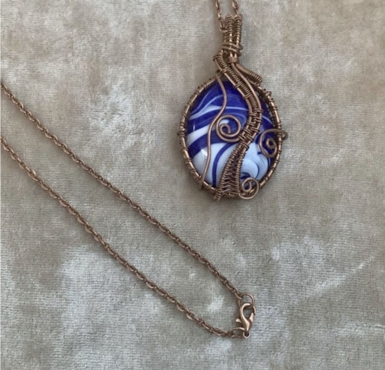 New! Blue And White Botswana Agate Necklace