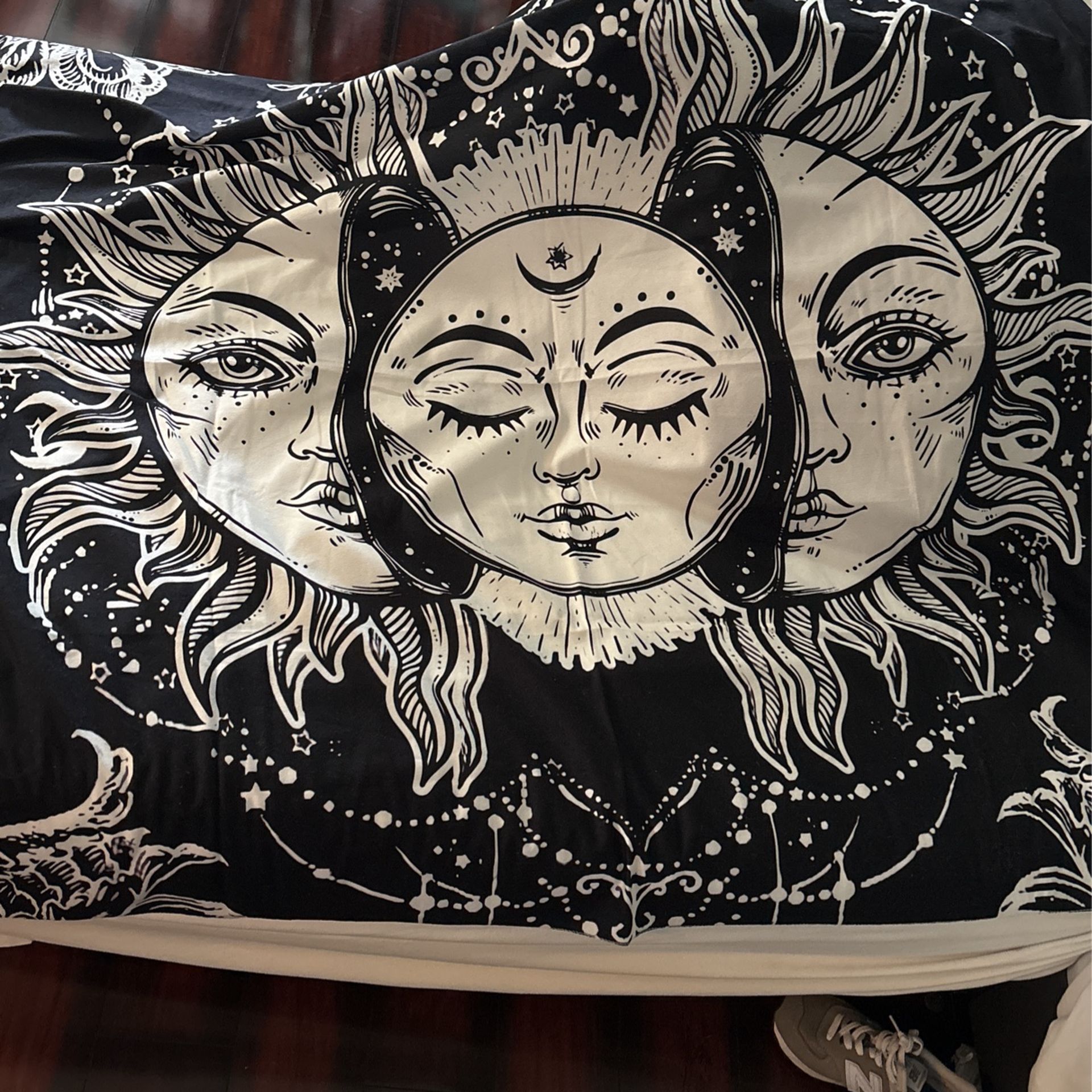 Sun Moon Black And White Tapestry 