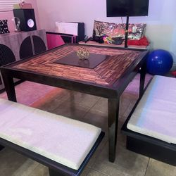 Bohemian wood table Tulum style table boho dining room table set